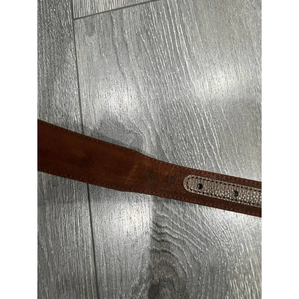 Brighton Seacliff Taper Leather Belt Embroidered Inlay Western 38 Brown A010282